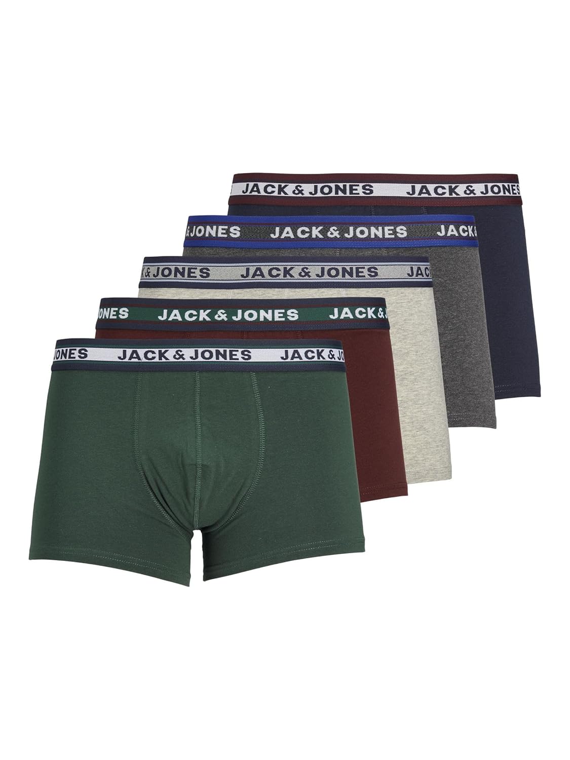 Jack & Jones Homme Jacoliver Trunks 5 Pack Cale on boxeur, Dark Grey Melange, L EU