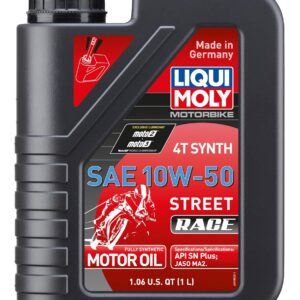 LIQUI MOLY Motorbike 4T Synth 10W-50 Street Race, 1 L, Huile de moto à 4 coups, SKU: 1502