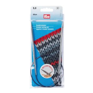 Prym Rundstricknadeln MS 60 cm 5,00 mm silberfarbig Ferri da Maglia circolari, Ottone, Argento, 5,0 mm