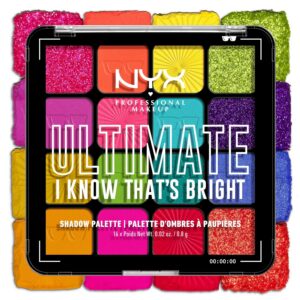 NYX Professional Makeup Palette de Fards à Paupières Ultimate Shadow, 16 couleurs, Finition Intense et Longue Durée, Formule Vegan Sans Ingrédients d'Origine Animale ou Dérivé, I Know That's Bright