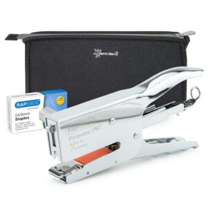 Rapesco 1626 Porpoise ONE Pince Agrafeuse à Mécanisme Bypass avec Germ-Savvy Sac et 1000 Agrafes 24/8 mm Taille UNIQUE pour une Capacité de 2-45 Feuilles, Chrome