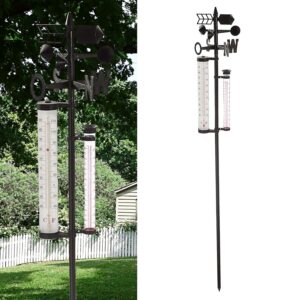 Cepewa Station météo de jardin baromètre pluviomètre thermomètre vitesse du vent 150 cm