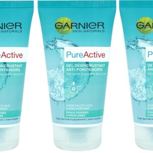 Garnier Pure Active Gel Désincrustant Anti-points Noirs 150 ml - Lot de 3