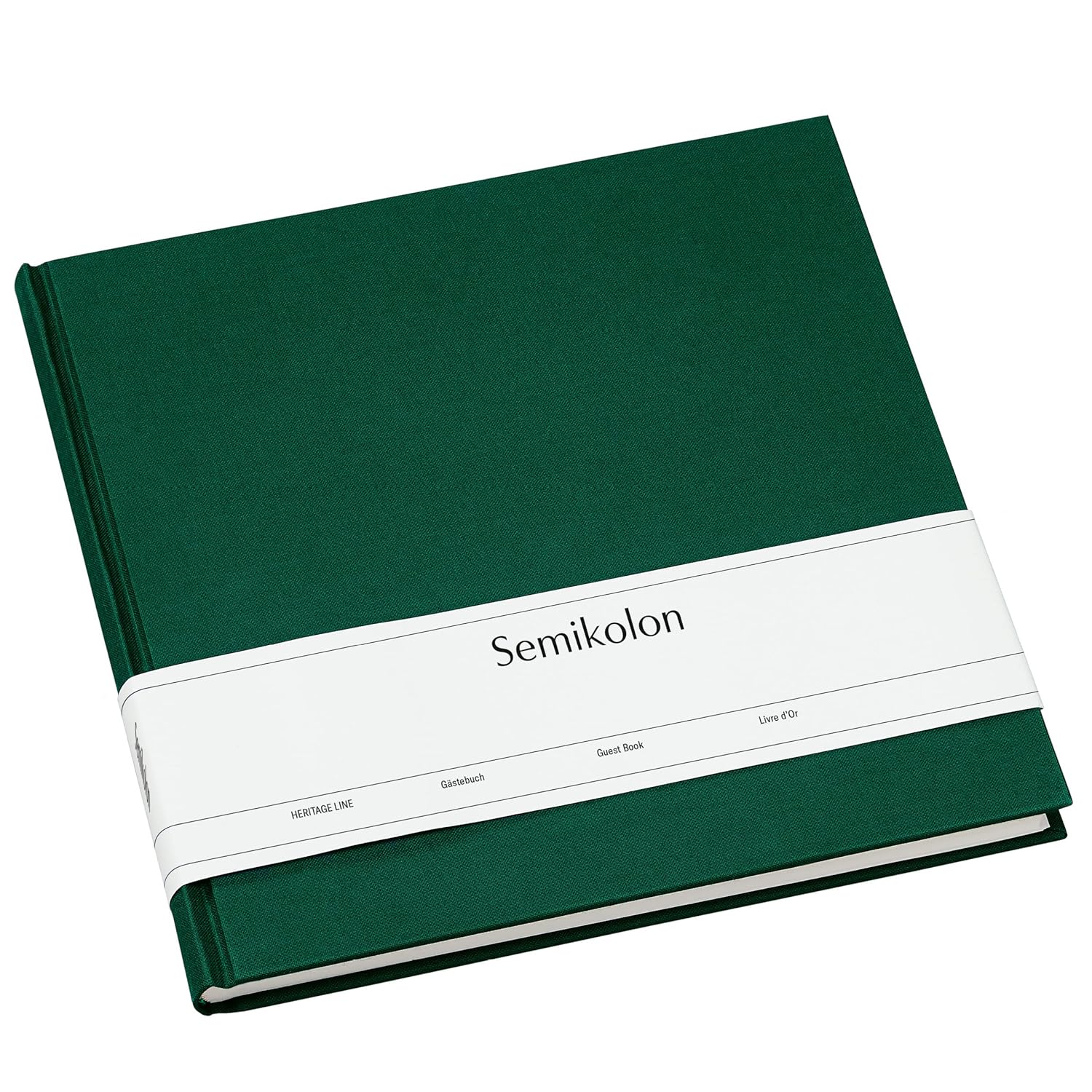 Semikolon 364094 Livre d'or - 25 x 23 cm - avec 180 pages vierges à personnaliser, marque-page - vert forêt
