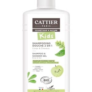 CATTIER Kids — Shampoing douche 2-en-1 pomme verte bio 500 ml