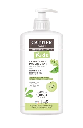 CATTIER Kids — Shampoing douche 2-en-1 pomme verte bio 500 ml