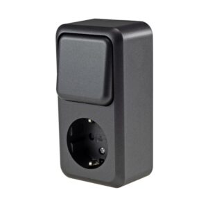 FASKO — Prise combinée en saillie avec interrupteur anthracite