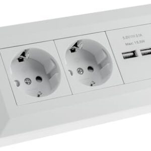 CHILITEC — Bloc multiprise d’angle 2 prises avec USB-A blanc mat