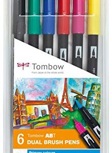 TOMBOW ABT — Lot de 6 feutres pinceau à 2 pointes