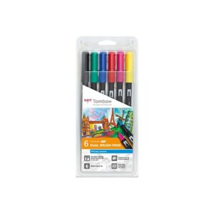 TOMBOW ABT — Lot de 6 feutres pinceau à 2 pointes