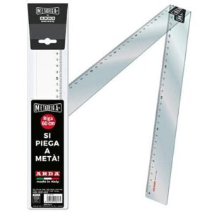 Règle Pliable 60 cm Arda MET60 – Règle Plastique Compacte – Biseau et Tire-Ligne – Précise et Résistante – Idéale École, Bureau et Dessin Technique