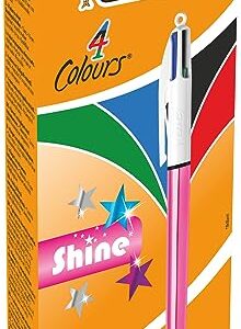BIC 4 Couleurs Shine — Stylo-bille 4 couleurs rose métallisé