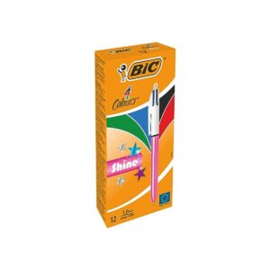 BIC 4 Couleurs Shine — Stylo-bille 4 couleurs rose métallisé