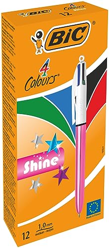 BIC 4 Couleurs Shine — Stylo-bille 4 couleurs rose métallisé