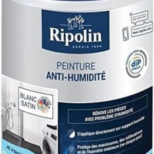 RIPOLIN — Peinture anti-humidité intérieur satin blanc 0,75 L