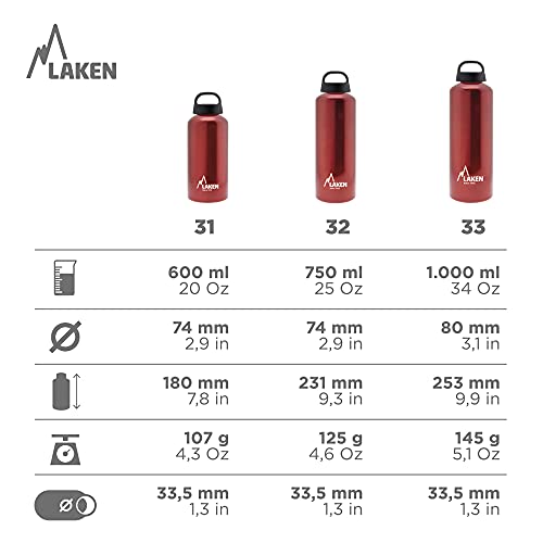 LAKEN — Gourde en aluminium 1 L rouge – Image 3