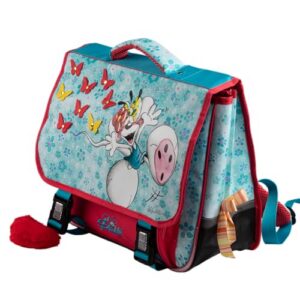 DIDDL — Cartable scolaire bleu à motif papillons et fleurs