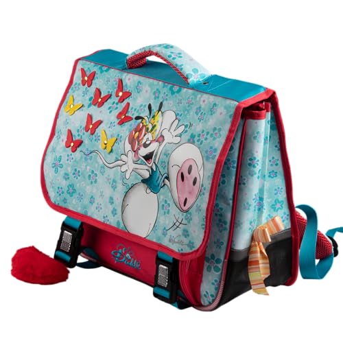 DIDDL — Cartable scolaire bleu à motif papillons et fleurs