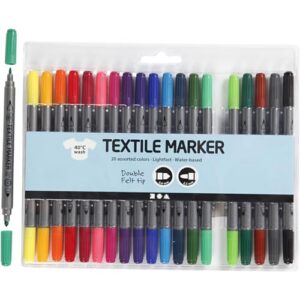CREATIV — Lot de 20 marqueurs textiles double pointe