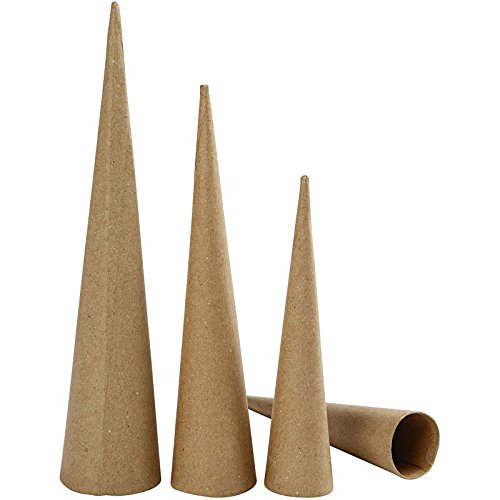 CREATIV COMPANY — Cônes en papier mâché 20-25-30 cm, lot de 3