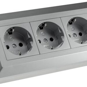 CHILITEC — Bloc multiprise d’angle 3 prises gris argenté