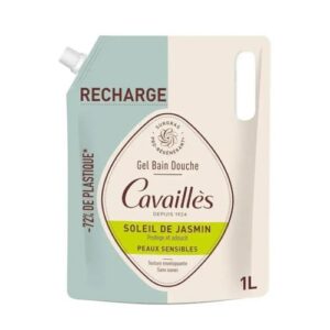 Cavaillès QUOTIDIEN - Eco-Recharge Gel Bain Douche Soleil de Jasmin - Peaux Sensibles, 1L