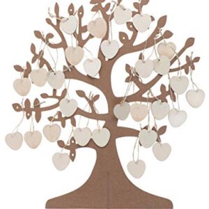 Arbre à vœux en bois — Livre d'or mariage 50 cœurs 48 x 40 cm