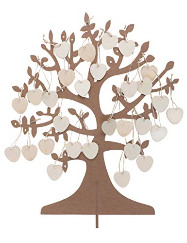 Arbre à vœux en bois — Livre d'or mariage 50 cœurs 48 x 40 cm