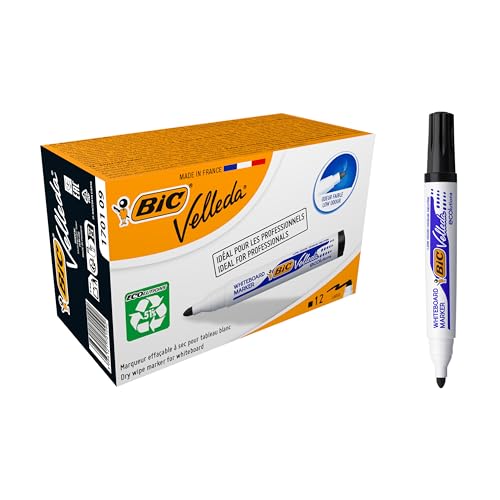 BIC Velleda 1701 ECOlutions — Feutres tableau blanc noir x12