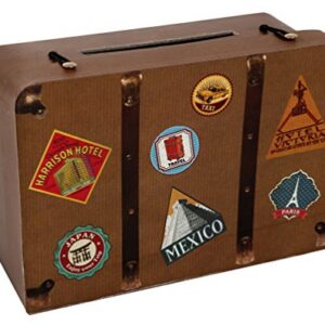 SANTEX — Tirelire voyage en carton naturel 24 x 16 x 10 cm