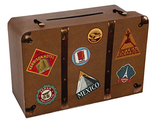 SANTEX — Tirelire voyage en carton naturel 24 x 16 x 10 cm