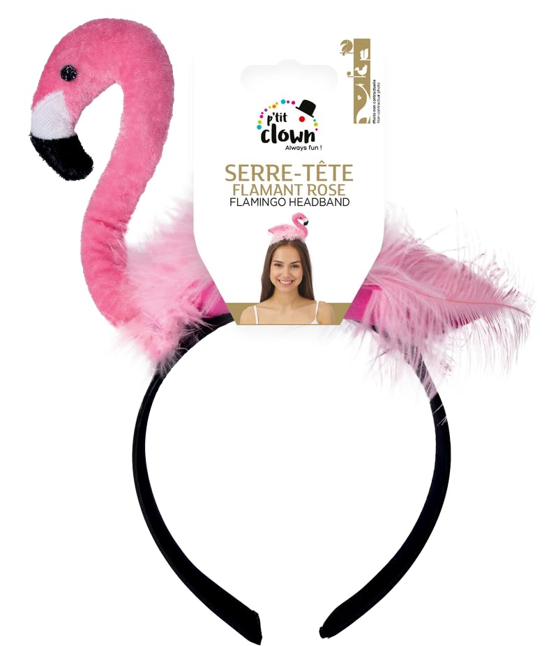 P'TIT CLOWN — Serre-tête flamant rose avec plumes – Image 4