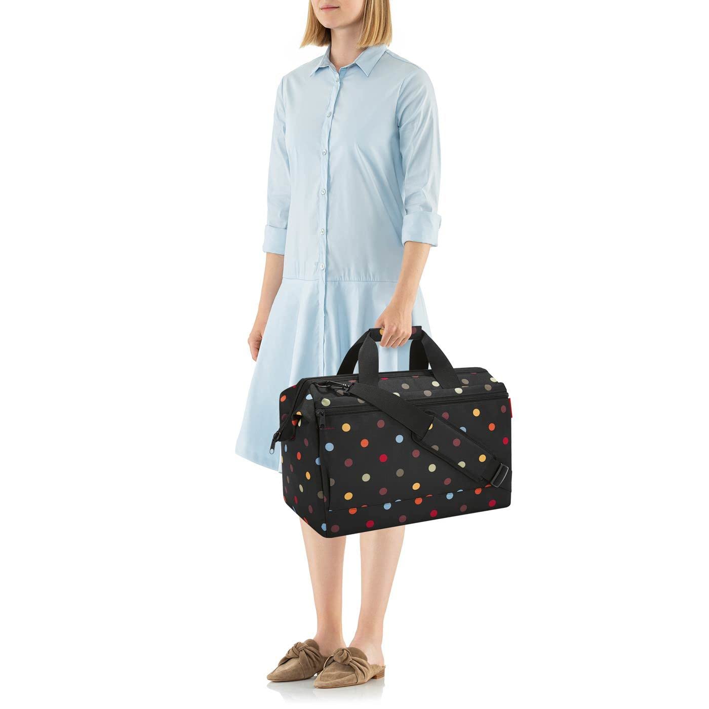 reisenthel Allrounder L Pocket - Un Sac Type Sacoche Docteur avec 2 Grands Compartiments zippés à l'extérieur, Grande Ouverture à arceaux, 6 Compartiments intérieurs, 2 poignées, en Motif Dot – Image 2