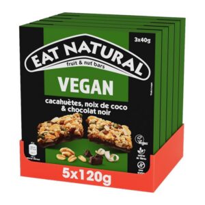 EAT NATURAL — Barres fruits, chocolat noir, cacahuètes 5 x 3 barres