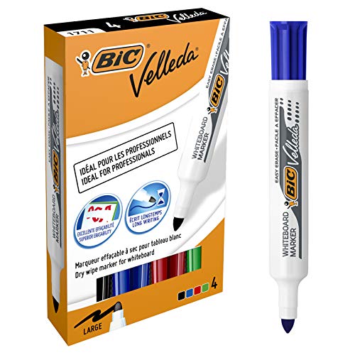 BIC VELLEDA 1711 — Feutres pour tableau blanc, étui de 4