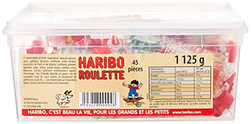 HARIBO Roulette — Lot de 45 rouleaux de bonbons gélifiés 25 g