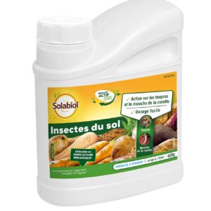 SOLABIOL Insectes Du Sol - 600g - Jusqu'à 125m² - Granulés A Epandre - Dosage Facile - Taupins et Mouches De La Carottes - Utilisable En Agriculture Biologique SOSOL600