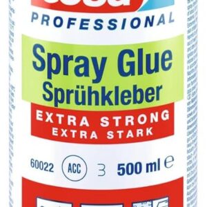 tesa Colle en Spray Extra Forte Professionnelle – Collage Permanent pour Tous Types de Matériaux (Caoutchouc, Tissus, Cuir, etc.) – Sans Silicone – 500 ml