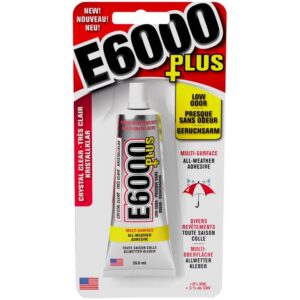 E6000 Plus Colle Transparente Multipurpose, Imperméable et à Peindre, Colle pour Loisirs Créatifs Fort et flexible pour coller du Bois, Verre, Tissu, Céramiques, Métal et Plus, 26.6ml