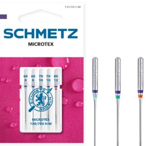 SCHMETZ Microtex — 5 aiguilles pour machine à coudre 60/8-80/12