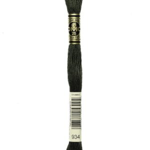 DMC 117–934 6 fils à broder Fil de coton, Noir, Vert d'Avocat, 8 m