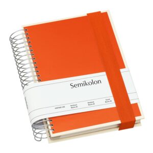 Semikolon 351563 Carnet à spirales Mucho A5 15,7 x 21,7 cm - 110 pages quadrillées, lignées ou vierges, orange orange