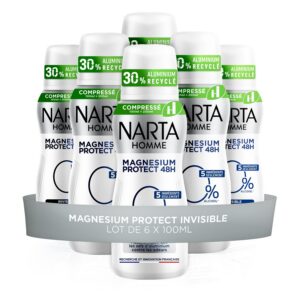 Narta - Déodorant Homme Magnesium Protect Invisible - Spray Compressé - Lot de 6 x 100 ml