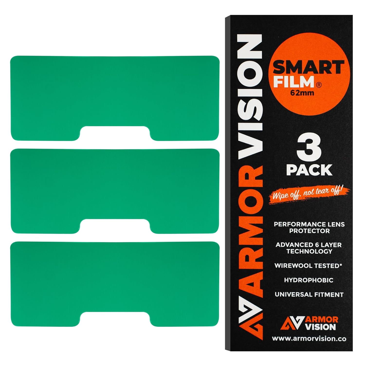ARMOR VISION — Lot de 3 protections pour lunettes 62 mm