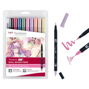 TOMBOW AB-10C-MANGA 2 — Kit de 10 feutres pinceau double pointe
