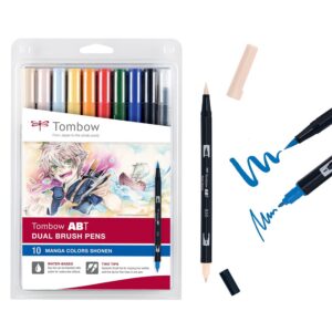 TOMBOW AB-10C-MANGA — Kit de 10 feutres pinceau double pointe