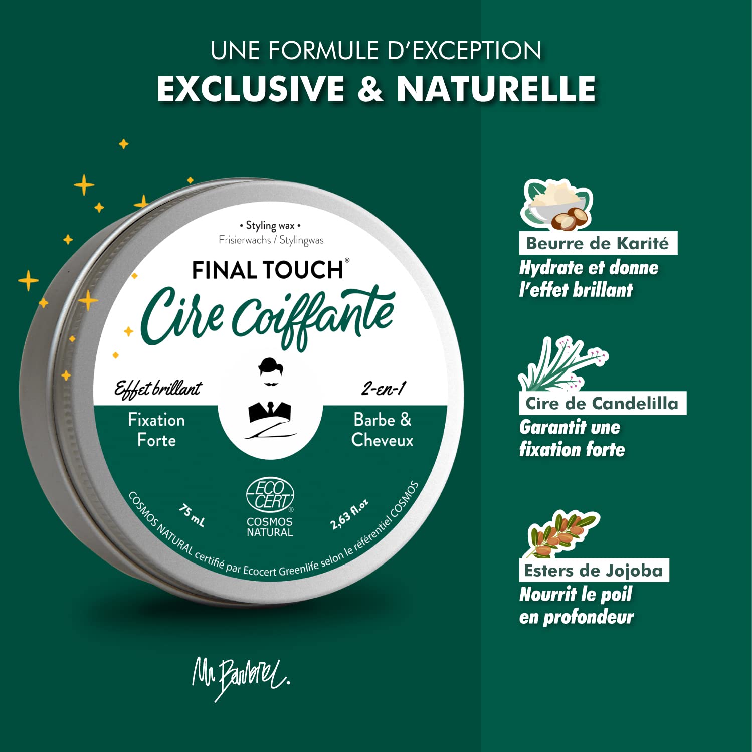 MONSIEUR BARBIER FINAL TOUCH — Cire cheveux & barbe fixation forte – Image 2