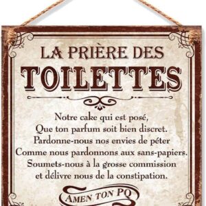 Rétro Plaque métallique à Suspendre Prière des Toilettes 20 cm