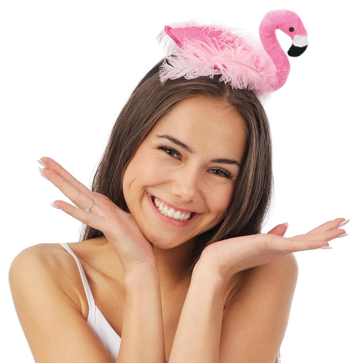P'TIT CLOWN — Serre-tête flamant rose avec plumes – Image 3
