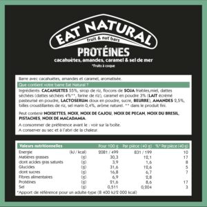 EAT NATURAL — Barres protéinées sans gluten cacahuètes caramel 15x40g